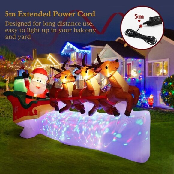 ⚡10.8 FT Christmas Inflatables Santa Reindeer Light Yard Outdoor Decorations - Picture 5 of 9